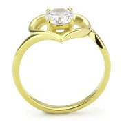TK3628 - IP Gold(Ion Plating) Stainless Steel Ring with AAA Grade CZ  in Clear