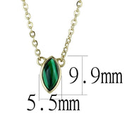 TK3286 - IP Gold(Ion Plating) Stainless Steel Necklace with Synthetic MALACHITE in Emerald