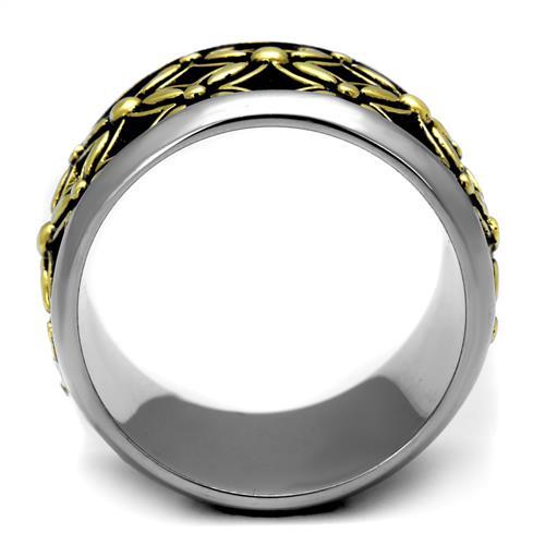 TK2237 - Two-Tone IP Gold (Ion Plating) Stainless Steel Ring with Epoxy  in Jet