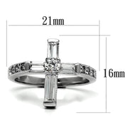 TK2871 - High polished (no plating) Stainless Steel Ring with AAA Grade CZ  in Clear