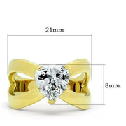 TK390G - IP Gold(Ion Plating) Stainless Steel Ring with AAA Grade CZ  in Clear