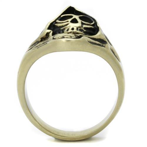 TK2474 - IP Antique Copper Stainless Steel Ring with Epoxy  in Jet