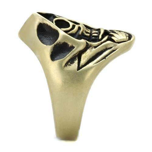 TK2474 - IP Antique Copper Stainless Steel Ring with Epoxy  in Jet