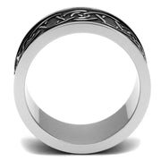 TK2922 - High polished (no plating) Stainless Steel Ring with Epoxy  in Jet