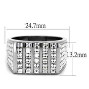 TK2219 - High polished (no plating) Stainless Steel Ring with Top Grade Crystal  in Clear