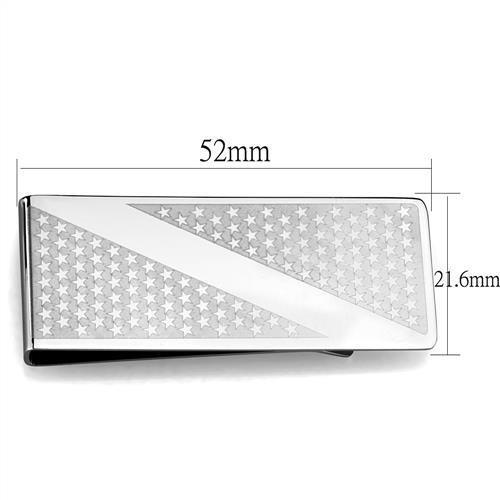 TK2080 - High polished (no plating) Stainless Steel Money clip with No Stone