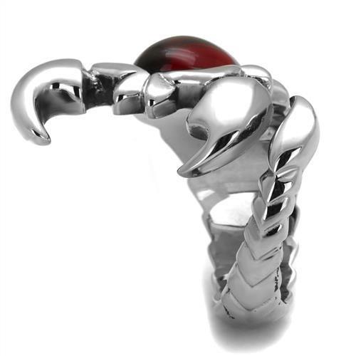 TK1969 - High polished (no plating) Stainless Steel Ring with Synthetic Synthetic Glass in Siam