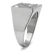 TK319 - High polished (no plating) Stainless Steel Ring with Top Grade Crystal  in Clear