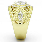 TK868 - IP Gold(Ion Plating) Stainless Steel Ring with AAA Grade CZ  in Clear