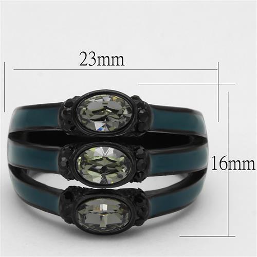 TK2214 - IP Black(Ion Plating) Stainless Steel Ring with Top Grade Crystal  in Black Diamond