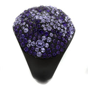 TK2358 - IP Black(Ion Plating) Stainless Steel Ring with Top Grade Crystal  in Tanzanite