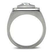 TK317 - High polished (no plating) Stainless Steel Ring with AAA Grade CZ  in Clear