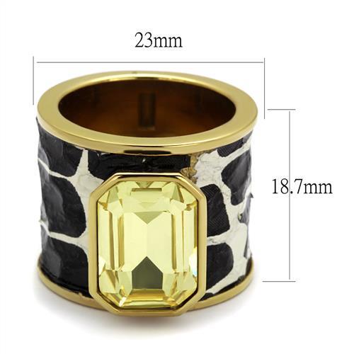TK2701 - IP Gold(Ion Plating) Stainless Steel Ring with Top Grade Crystal  in Citrine Yellow