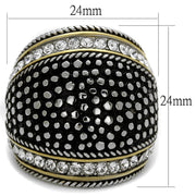 TK2369 - Two-Tone IP Gold (Ion Plating) Stainless Steel Ring with Top Grade Crystal  in Clear