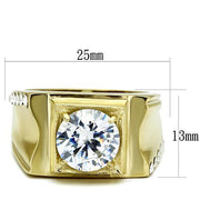 TK721 - IP Gold(Ion Plating) Stainless Steel Ring with AAA Grade CZ  in Clear