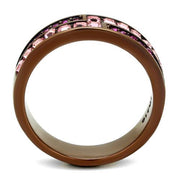 TK2837 - IP Coffee light Stainless Steel Ring with Top Grade Crystal  in Multi Color