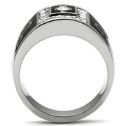 TK492 - High polished (no plating) Stainless Steel Ring with Top Grade Crystal  in Clear