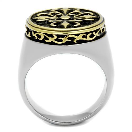 TK2241 - Two-Tone IP Gold (Ion Plating) Stainless Steel Ring with Epoxy  in Jet