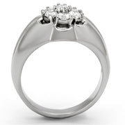 TK944 - High polished (no plating) Stainless Steel Ring with AAA Grade CZ  in Clear
