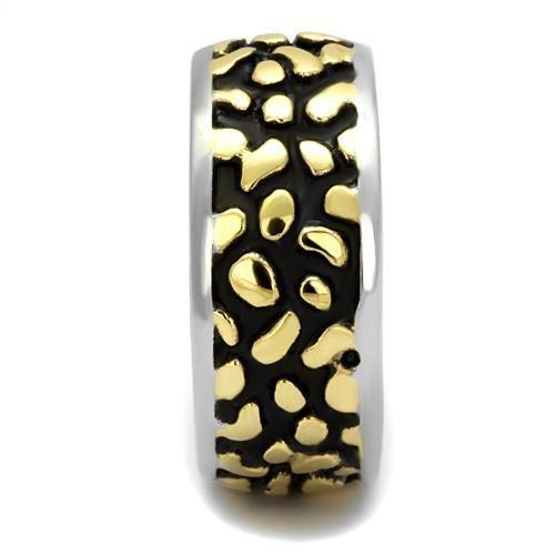 TK2238 - Two-Tone IP Gold (Ion Plating) Stainless Steel Ring with Epoxy  in Jet