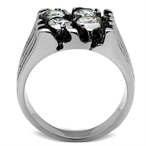 TK366 - High polished (no plating) Stainless Steel Ring with AAA Grade CZ  in Clear