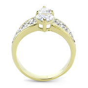 TK3442 - Two-Tone IP Gold (Ion Plating) Stainless Steel Ring with AAA Grade CZ  in Clear