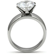 TK520 - High polished (no plating) Stainless Steel Ring with AAA Grade CZ  in Clear