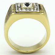 TK750 - Two-Tone IP Gold (Ion Plating) Stainless Steel Ring with Top Grade Crystal  in Clear