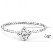 TK3604 - No Plating Stainless Steel Ring with AAA Grade CZ  in Clear