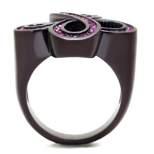 TK2763 - IP Dark Brown (IP coffee) Stainless Steel Ring with Top Grade Crystal  in Fuchsia