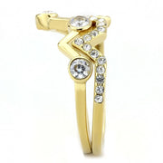 TK3596 - IP Gold(Ion Plating) Stainless Steel Ring with AAA Grade CZ  in Clear