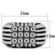 TK363 - High polished (no plating) Stainless Steel Ring with Top Grade Crystal  in Clear