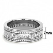 TK3435 - High polished (no plating) Stainless Steel Ring with AAA Grade CZ  in Clear