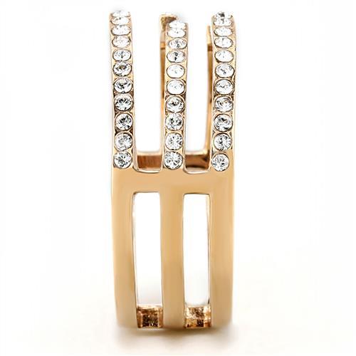 TK3236 - IP Rose Gold(Ion Plating) Stainless Steel Ring with Top Grade Crystal  in Clear