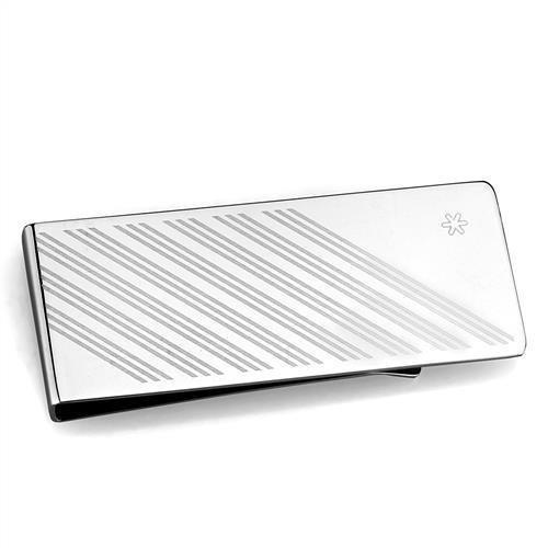 TK2079 - High polished (no plating) Stainless Steel Money clip with No Stone