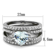 TK2041 - High polished (no plating) Stainless Steel Ring with AAA Grade CZ  in Clear