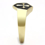 TK3268 - IP Gold(Ion Plating) Stainless Steel Ring with Epoxy  in Jet