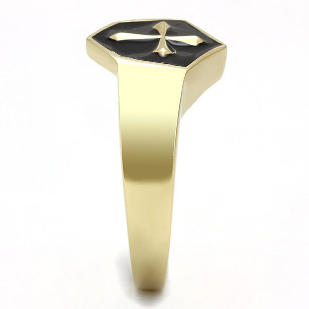 TK3268 - IP Gold(Ion Plating) Stainless Steel Ring with Epoxy  in Jet