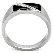 TK414701 - High polished (no plating) Stainless Steel Ring with Top Grade Crystal  in Clear