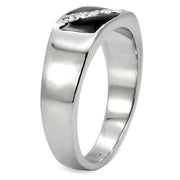 TK414701 - High polished (no plating) Stainless Steel Ring with Top Grade Crystal  in Clear