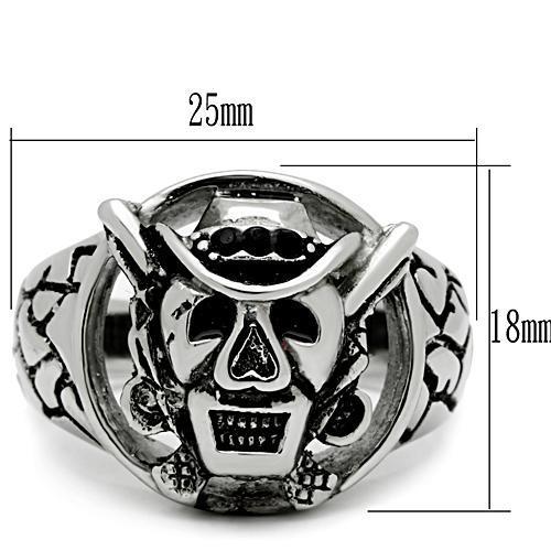TK502 - High polished (no plating) Stainless Steel Ring with Top Grade Crystal  in Jet