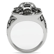 TK502 - High polished (no plating) Stainless Steel Ring with Top Grade Crystal  in Jet
