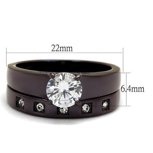 TK2547 - IP Dark Brown (IP coffee) Stainless Steel Ring with AAA Grade CZ  in Clear
