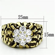 TK771 - IP Gold(Ion Plating) Stainless Steel Ring with AAA Grade CZ  in Clear