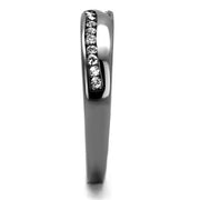 TK2751 - IP Light Black  (IP Gun) Stainless Steel Ring with Top Grade Crystal  in Clear
