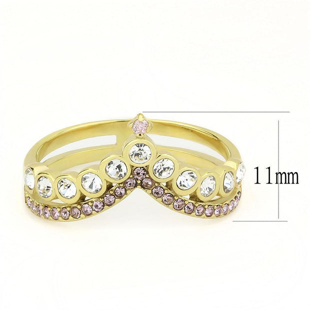 TK3587 - IP Gold(Ion Plating) Stainless Steel Ring with AAA Grade CZ  in Rose