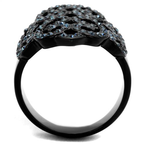 TK2481 - IP Black(Ion Plating) Stainless Steel Ring with Top Grade Crystal  in Montana