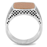TK3228 - High polished (no plating) Stainless Steel Ring with Semi-Precious Gold Sand Stone in Siam