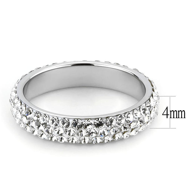 TK3533 - High polished (no plating) Stainless Steel Ring with Top Grade Crystal  in Clear