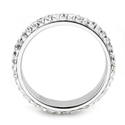 TK3533 - High polished (no plating) Stainless Steel Ring with Top Grade Crystal  in Clear